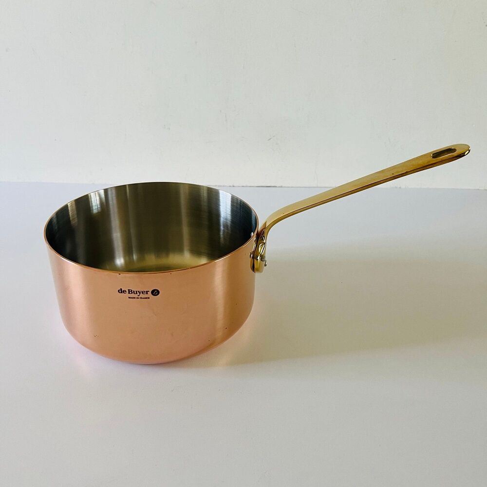 DE BUYER Incouivre Service Copper Saucepan with Brass Handle, 1.6 Qt